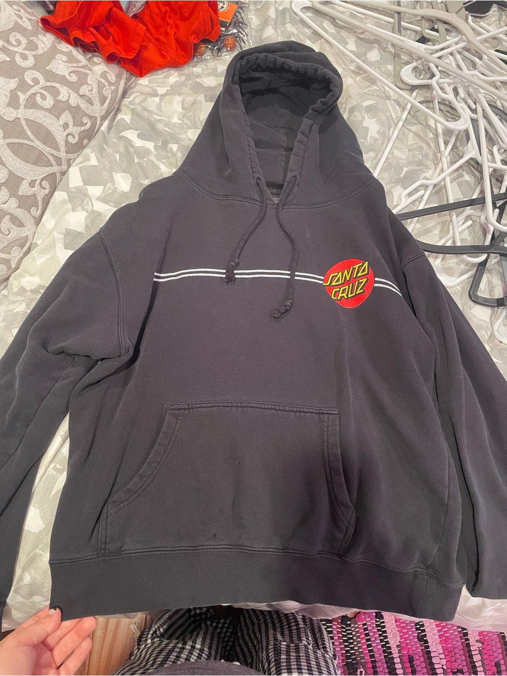 Santa Cruz Skateboards Black Hoodie with Red and Yellow Logo
